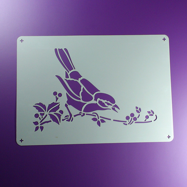 A5 Schablone Vogel Amsel Singvogel Ast Schwarzdrossel Frühling - BE549